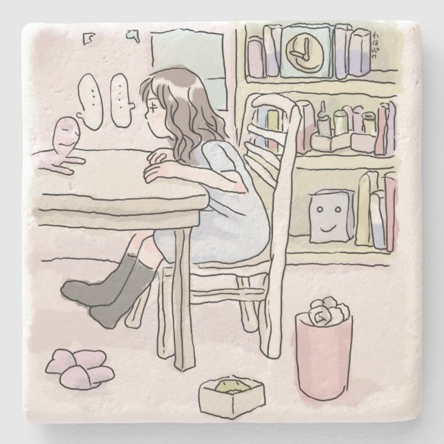 DESSOUS-DE-VERRE EN PIERRE さいくさじ　机に向かう (Devant)