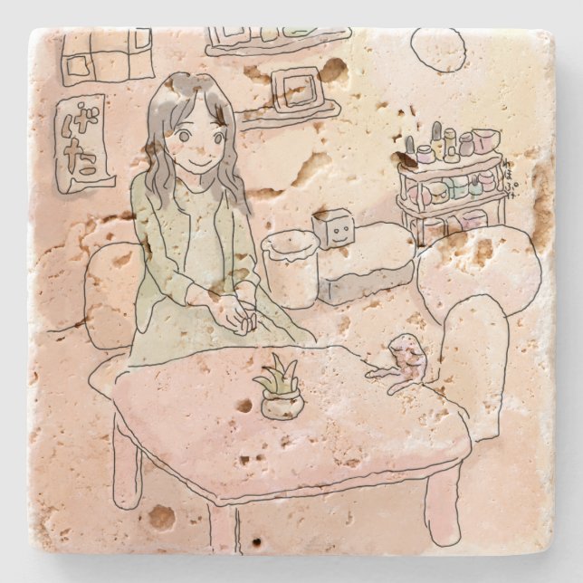 DESSOUS-DE-VERRE EN PIERRE さにれいじ　淡い部屋と足の裏 (Devant)