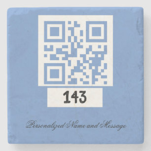 Dessous-de-verre En Pierre 143 message secret de code QR, décodez-le, dites-l