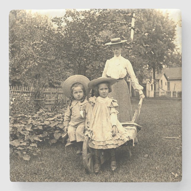 Dessous-de-verre En Pierre 1890's photo Heirloom Jardin Mère Fille filles (Devant)