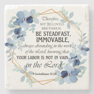 Dessous-de-verre En Pierre 1 Corinthiens 15:58 Inspirational Verse Floral