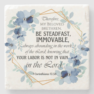 Dessous-de-verre En Pierre 1 Corinthiens 15:58 Inspirational Verse Floral
