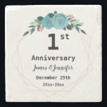 Dessous-de-verre En Pierre 1st Wedding Anniversary Custom Names and Year<br><div class="desc">Un anniversaire Mariage, des noms personnalisés et un Dessous de verre de pierre de l'année est un cadeau personnalisé et significatif qui commémorera l'amour et l'engagement d'un couple. Il présente généralement les noms du couple et les années de mariage, élégamment exposé sur un dessous de verre en pierre durable. Cette...</div>