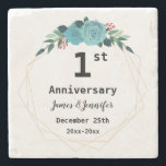 Dessous-de-verre En Pierre 1st Wedding Anniversary Custom Names and Year<br><div class="desc">Un anniversaire Mariage, des noms personnalisés et un Dessous de verre de pierre de l'année est un cadeau personnalisé et significatif qui commémorera l'amour et l'engagement d'un couple. Il présente généralement les noms du couple et les années de mariage, élégamment exposé sur un dessous de verre en pierre durable. Cette...</div>