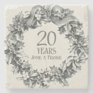 Dessous-de-verre En Pierre 20e anniversaire de Mariage antique vintage