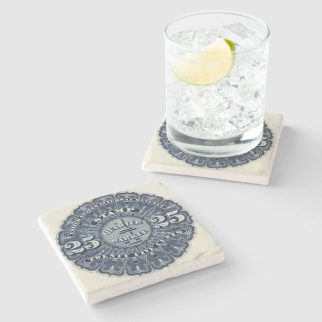 Dessous-de-verre En Pierre 25c Timbre de recettes de bière USA (Côté)
