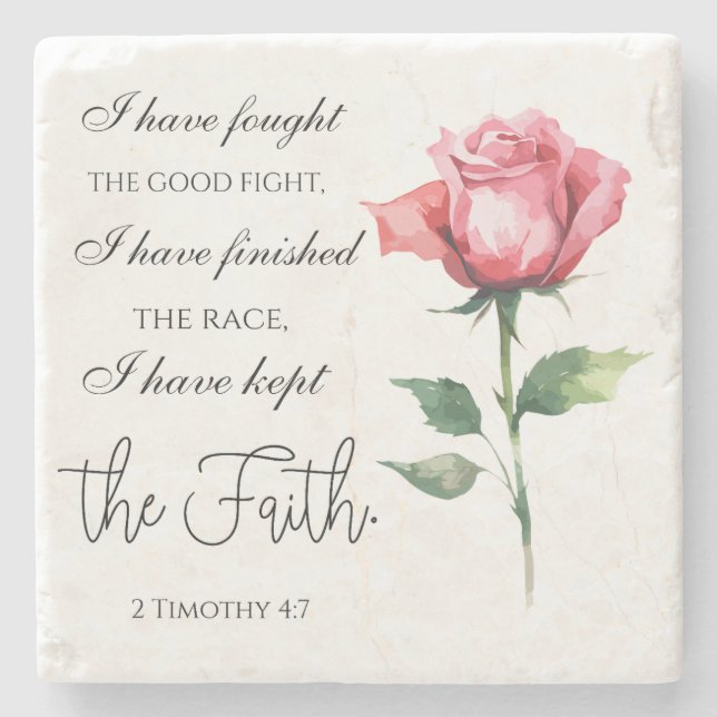 Dessous-de-verre En Pierre 2 Timothée 4:7 - J'ai combattu le bon combat (Devant)