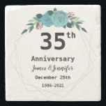 Dessous-de-verre En Pierre 35e Wedding Anniversary Custom Names and Year<br><div class="desc">Un anniversaire Mariage, des noms personnalisés et un Dessous de verre de pierre de l'année est un cadeau personnalisé et significatif qui commémorera l'amour et l'engagement d'un couple. Il présente généralement les noms du couple et les années de mariage, élégamment exposé sur un dessous de verre en pierre durable. Cette...</div>