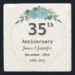 Dessous-de-verre En Pierre 35e Wedding Anniversary Custom Names and Year<br><div class="desc">Un anniversaire Mariage, des noms personnalisés et un Dessous de verre de pierre de l'année est un cadeau personnalisé et significatif qui commémorera l'amour et l'engagement d'un couple. Il présente généralement les noms du couple et les années de mariage, élégamment exposé sur un dessous de verre en pierre durable. Cette...</div>