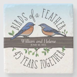 Dessous-de-verre En Pierre 45e anniversaire du Mariage, Bluebirds of a Feathe