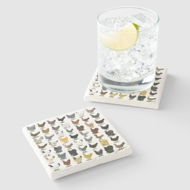 Dessous-de-verre En Pierre 49 poules de poulet (Côté)