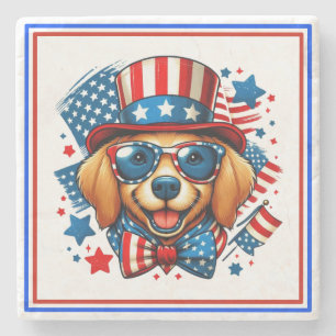 Dessous-de-verre En Pierre 4 juillet USA chien patriotique Jour de l'Indépend
