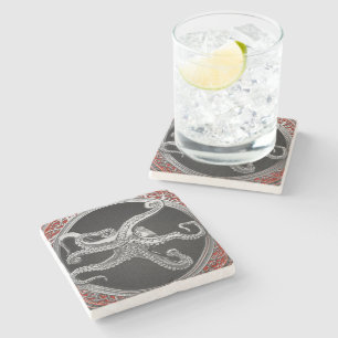 Dessous-de-verre En Pierre [500] Pieuvre sacrée en argent en posture défensiv