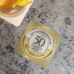 Dessous-de-verre En Pierre 50e anniversaire du mariage noir et or<br><div class="desc">50e anniversaire mariage noir et or élégant or et blanc moderne,  design Anniversaire personnalisable. Customisez facilement vos noms et les années de votre anniversaire.</div>