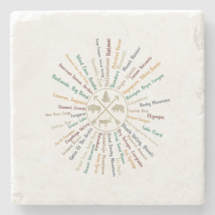 Dessous-de-verre En Pierre 63 Carte des parcs nationaux Cadeaux US Park Campi