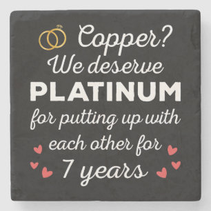 Dessous-de-verre En Pierre 7e anniversaire Mariage I - Couple amusant en cuiv