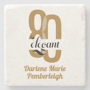 Dessous-de-verre En Pierre 80e anniversaire minimal et élégant Gold Black 80e