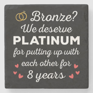 Dessous-de-verre En Pierre 8ème anniversaire Mariage I - Bronze Funny Couple