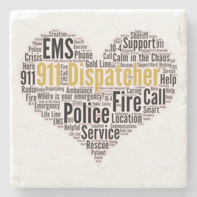 Dessous-de-verre En Pierre 911 Dispatcher Word Cloud (Devant)
