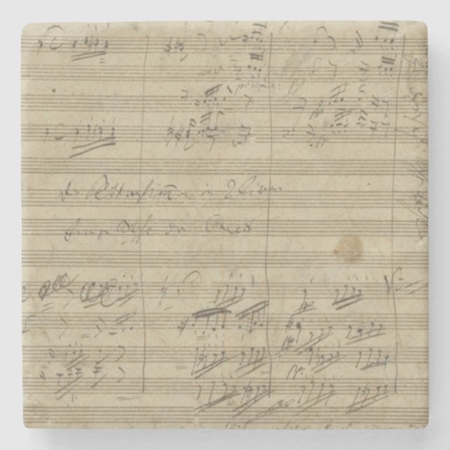 Dessous-de-verre En Pierre 9ème symphonie de Beethoven, manuscrit de musique (Devant)