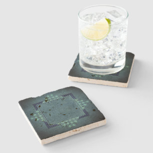 Dessous-de-verre En Pierre à damiers carreaux bleu