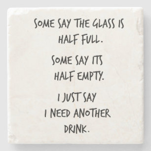 Dessous-de-verre En Pierre À moitié vide à moitié plein de citation en pi