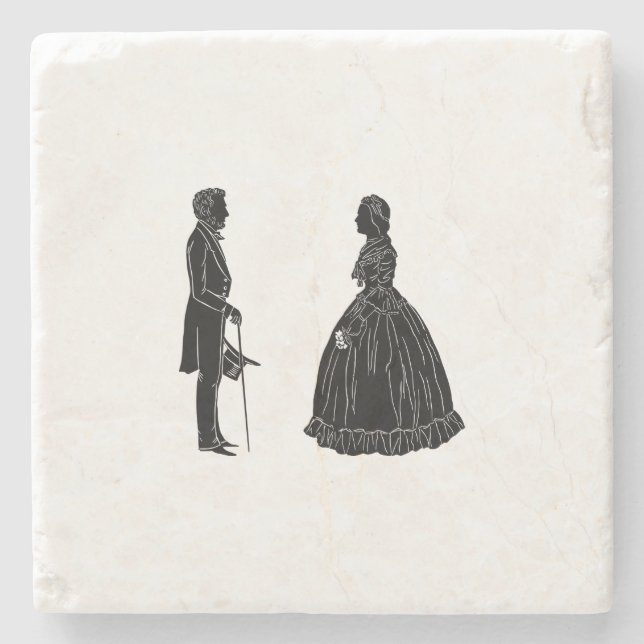 Dessous-de-verre En Pierre abraham lincoln mary todd lincoln silhouette (Devant)