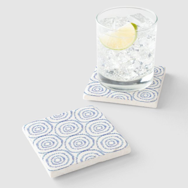 Dessous-de-verre En Pierre Abstrait Bleu brosse côtier (Côté)
