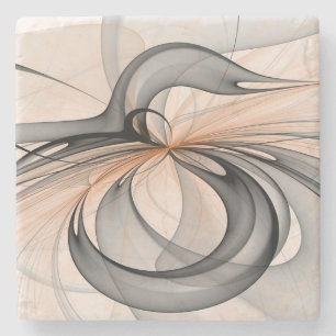 Dessous-de-verre En Pierre Abstrait Gris Sienne Anthracite Art Fractal Modern