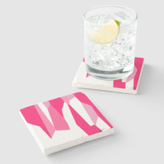 Dessous-de-verre En Pierre abstrait rose et blanc