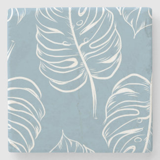 Dessous-de-verre En Pierre Abstraite Feuille Tropicale : Verdure transparente