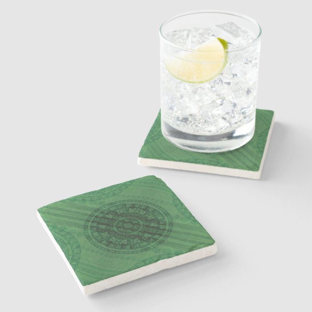 Dessous-de-verre En Pierre Acceptation | Médaillons de méditation verte (Côté)