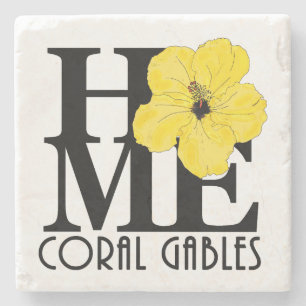 Dessous-de-verre En Pierre ACCUEIL Corail Gables Hibiscus jaune