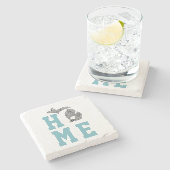 Dessous-de-verre En Pierre Accueil Le Michigan L'État des Grands Lacs (Côté)