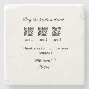 Dessous-de-verre En Pierre achetez une boisson à la mariée scannez le code QR