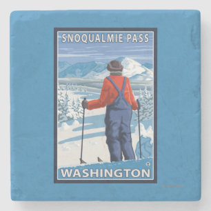 Dessous-de-verre En Pierre Admirer de skieur - passage de Snoqualmie,