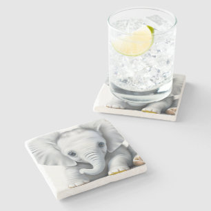 Dessous-de-verre En Pierre adorable Grey Baby Elephant
