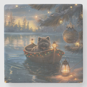 Dessous-de-verre En Pierre Affenpinscher Festive Christmas Voyage