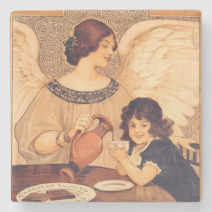 Dessous-de-verre En Pierre Affiche Antique d'Ange au Chocolat Français : Art 