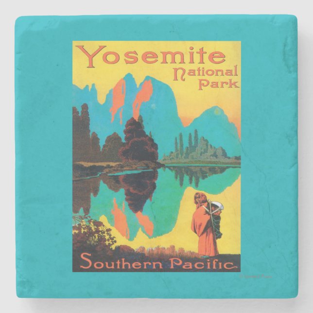 Dessous-de-verre En Pierre Affiche de touristes - parc national de Yosemite, (Devant)