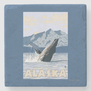 Dessous-de-verre En Pierre Affiche de Vintage voyage de baleine