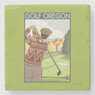 Dessous-de-verre En Pierre Affiche de Vintage voyage de scène d'OregonGolf