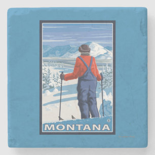Dessous-de-verre En Pierre Affiche de voyage d'AdmiringMontanaVintage de