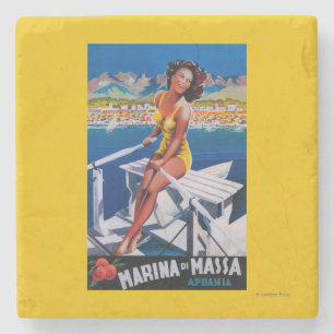 Dessous-de-verre En Pierre Affiche de voyage de marina de Massa