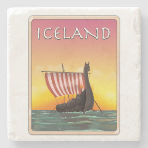 Dessous-de-verre En Pierre Affiche Islande Viking Travel