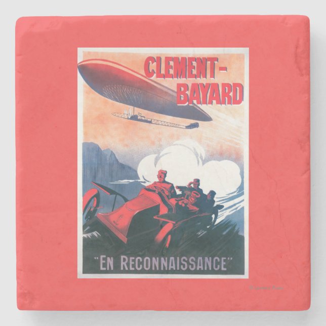 Dessous-de-verre En Pierre Affiche promotionnelle de dirigeable d'Adjudant (Devant)