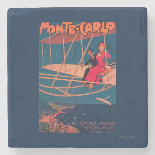 Dessous-de-verre En Pierre Affiche sportive d'aviation (Devant)