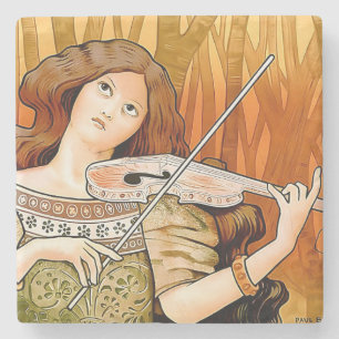 Dessous-de-verre En Pierre Affiche vintage Art nouveau pour violon Musique