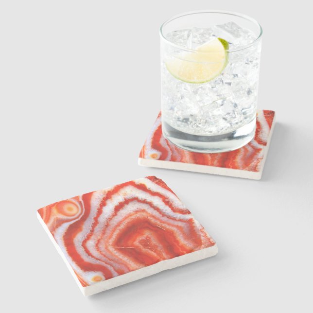 Dessous-de-verre En Pierre Agate Orange Sanguine. (Côté)