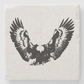 Dessous-de-verre En Pierre Aigle noir et blanc
